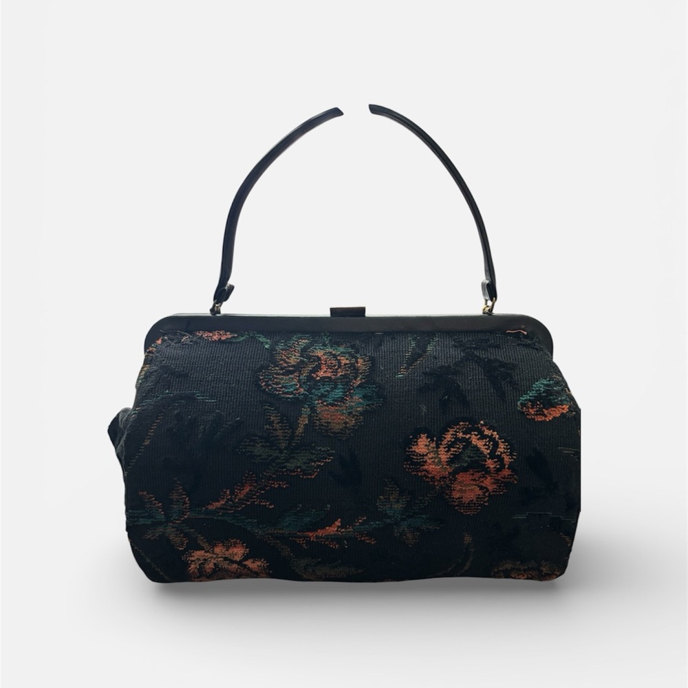 Verdi Black and Orange Tapestry Handbag, an authentic piece from the 1960s.